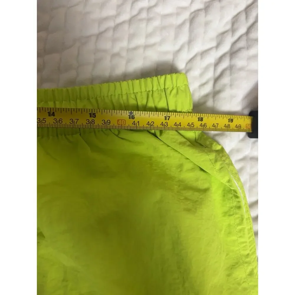 Men’s XL Neon Lime Green Swim Trunks Mesh Lined Drawstring Pockets